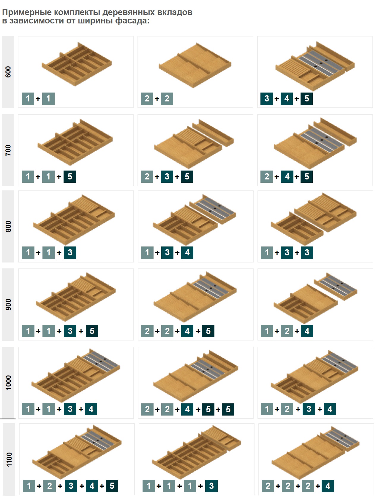 картинка Вклад 260 для столовых приборов деревянный дуб натуральный, бесцветный лак 