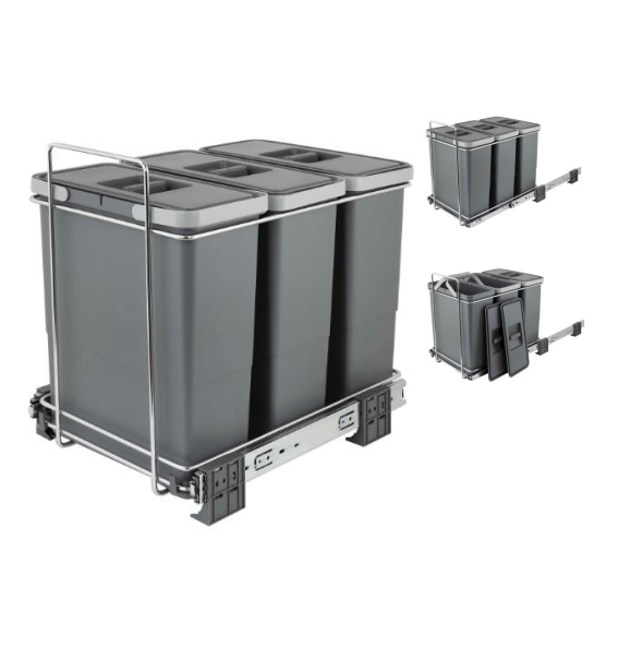 картинка ECOFILL Система сортировки и хранения, 3 емкости (12л+12л+12л), нижнее крепление., напр. полн. выдвиж. 