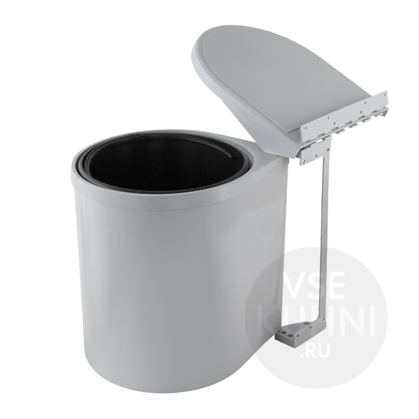 картинка RING Ведро для мусора подвесное 10л с крышкой, с крепежом, цвет серый RAL7042 