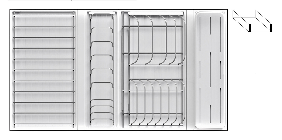 картинка Сушка выдвижная Ф1234, Дайнинг Агент 900 мм; рама; крепление к фасаду; направляющие; модули: 1 для посуды большой, 1 для посуды малый, 1 для столовых  
